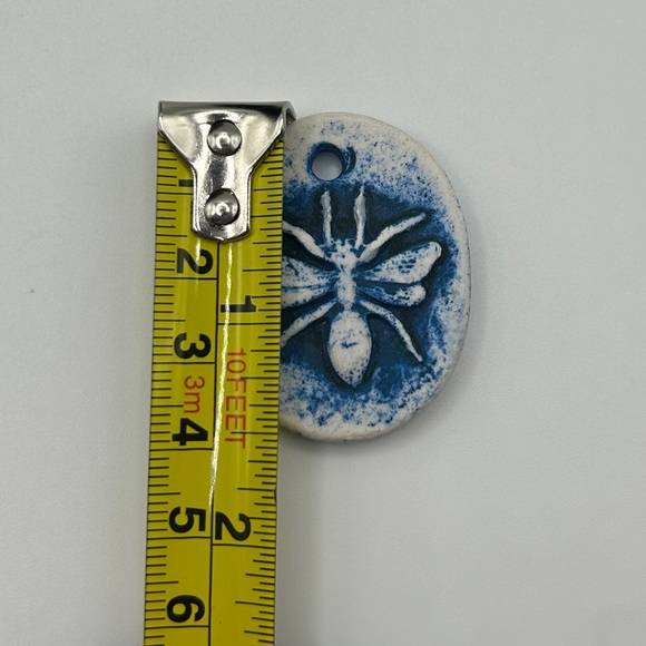 Artisan Bumblebee Blue and White Ceramic Pendant - Picture 9 of 10